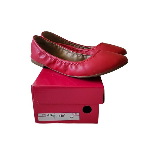 Dream Pairs Sole Happy Red Ballerina Shoe Size 10 - Picture 3 of 14